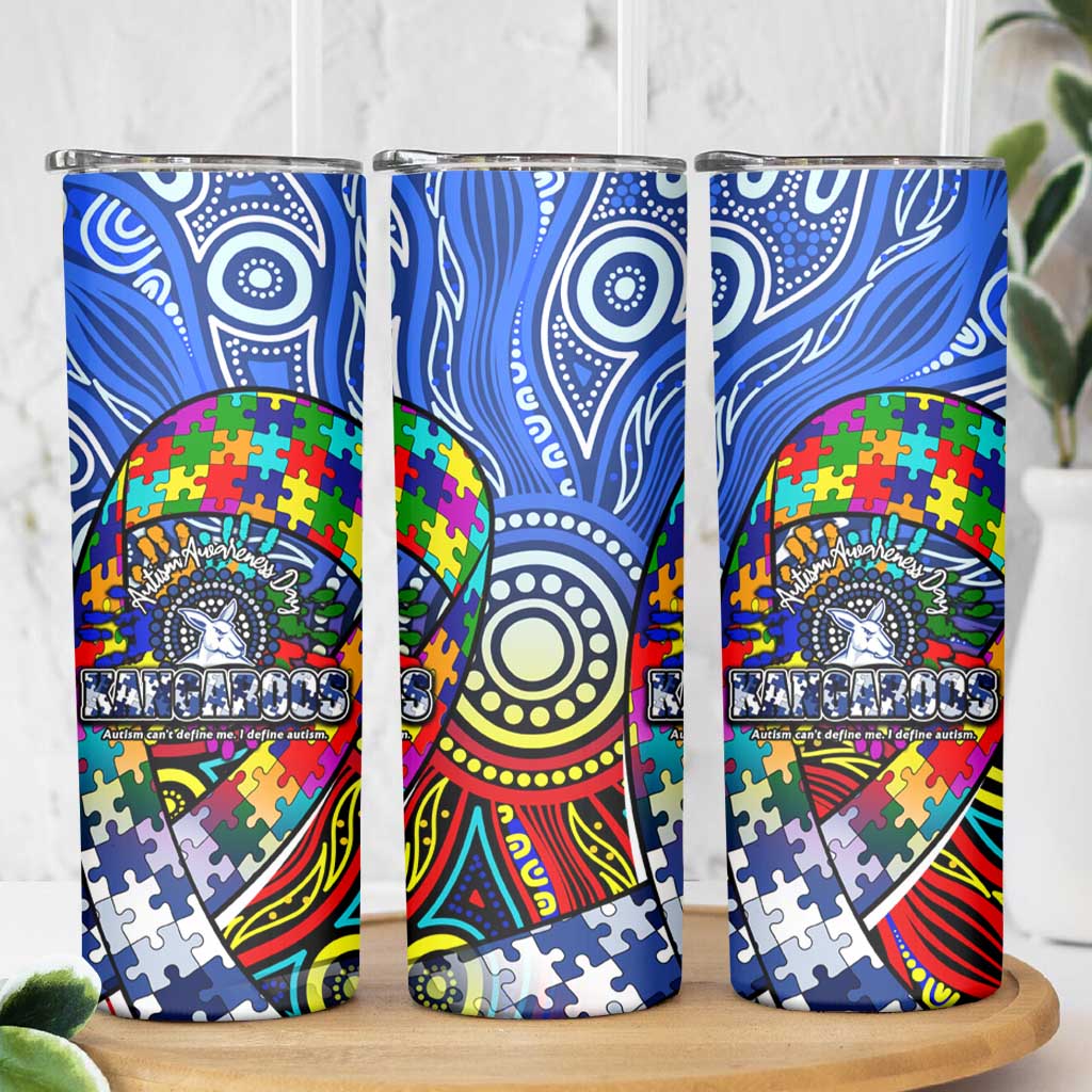 Autism Awareness Australia North Melbourne Kangaroos Skinny Tumbler Aboriginal Indigenous Art