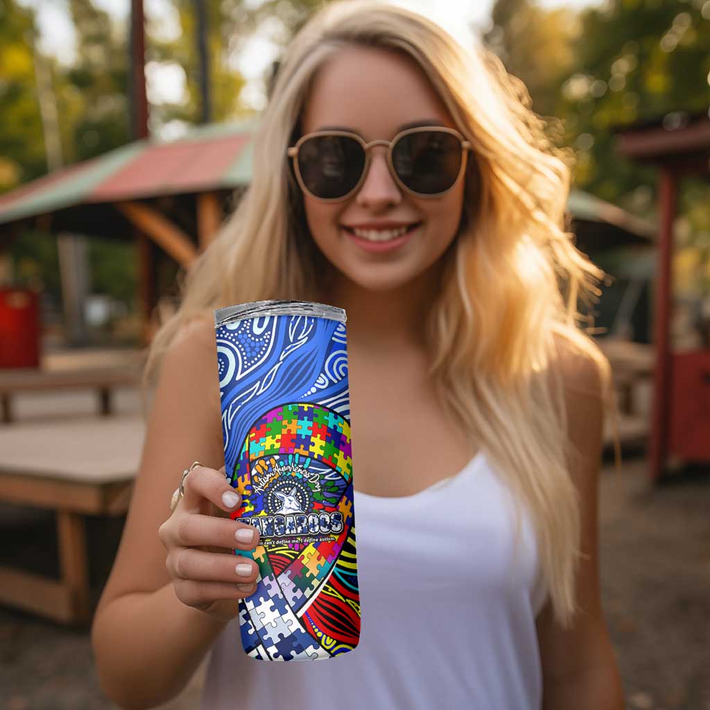 Autism Awareness Australia North Melbourne Kangaroos Skinny Tumbler Aboriginal Indigenous Art
