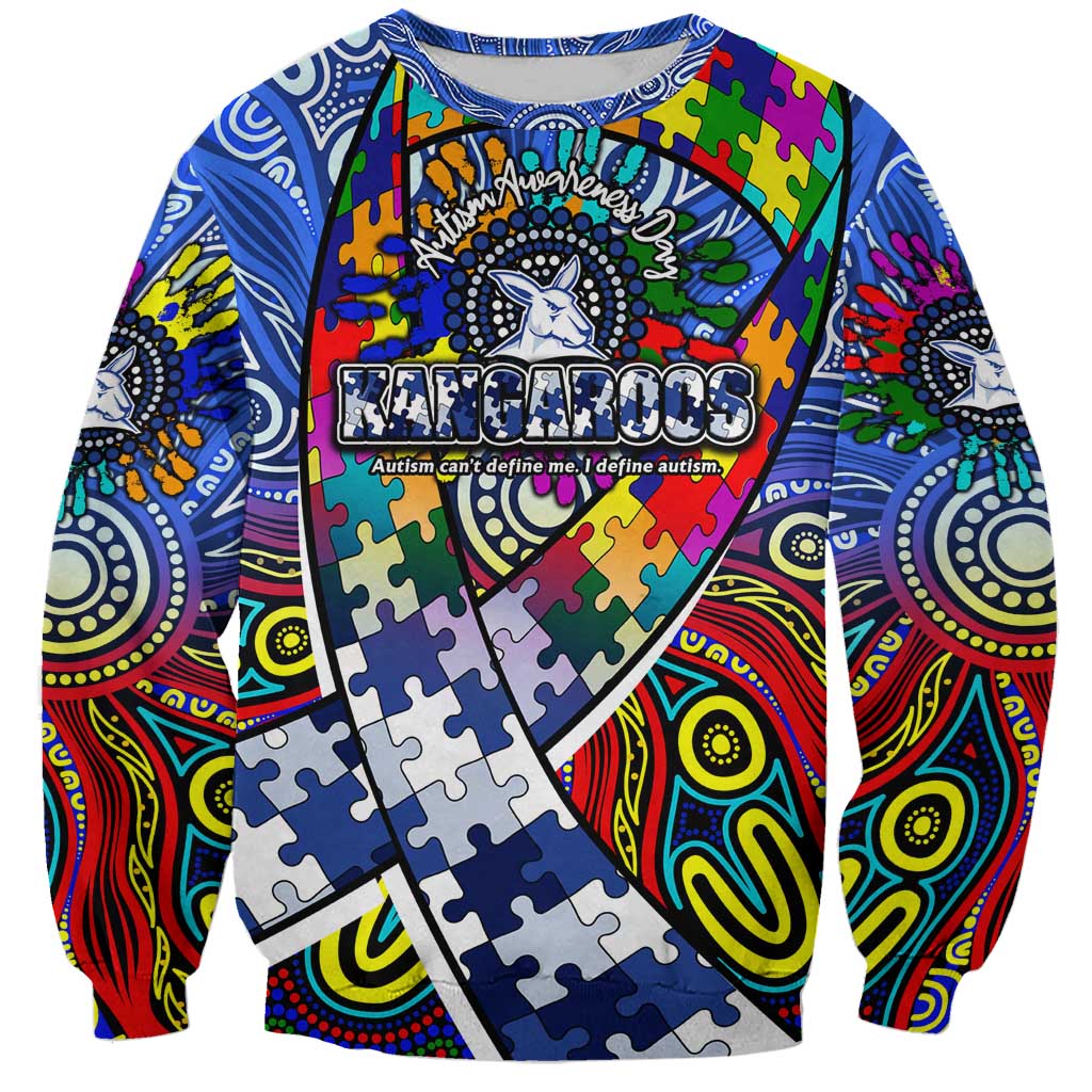Autism Awareness Australia North Melbourne Kangaroos Sweatshirt Aboriginal Indigenous Art