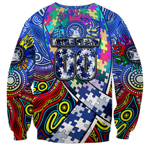 Autism Awareness Australia North Melbourne Kangaroos Sweatshirt Aboriginal Indigenous Art