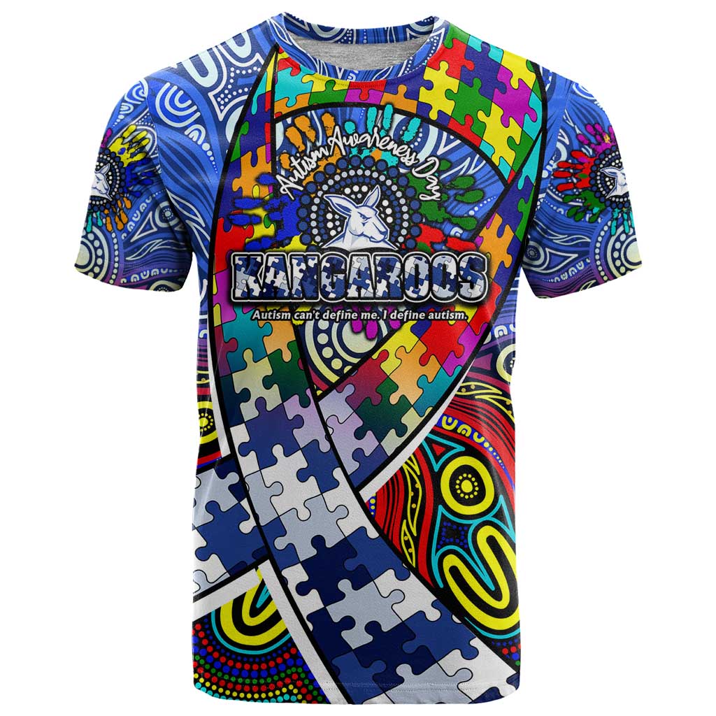 Autism Awareness Australia North Melbourne Kangaroos T Shirt Aboriginal Indigenous Art