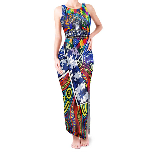 Autism Awareness Australia North Melbourne Kangaroos Tank Maxi Dress Aboriginal Indigenous Art