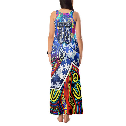 Autism Awareness Australia North Melbourne Kangaroos Tank Maxi Dress Aboriginal Indigenous Art