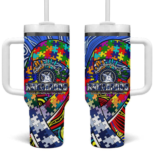 Autism Awareness Australia North Melbourne Kangaroos Tumbler With Handle Aboriginal Indigenous Art