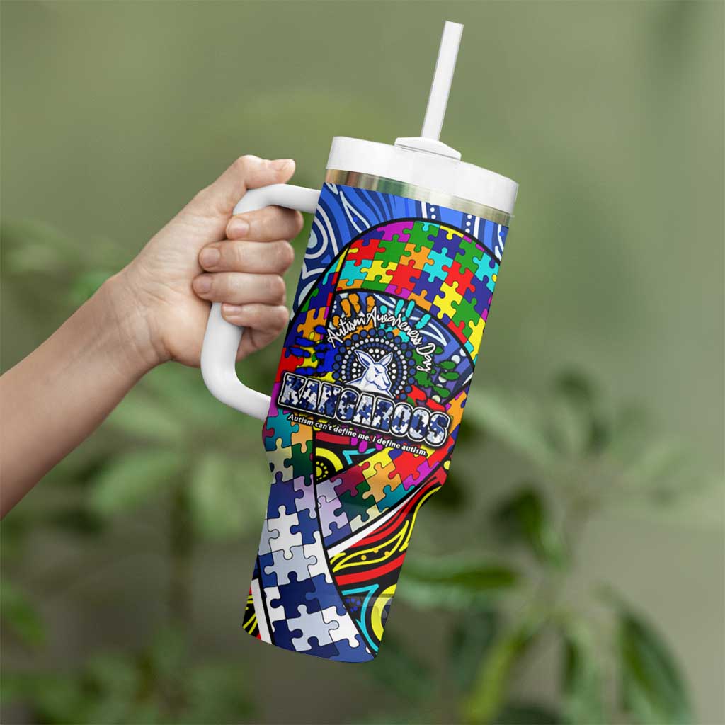 Autism Awareness Australia North Melbourne Kangaroos Tumbler With Handle Aboriginal Indigenous Art