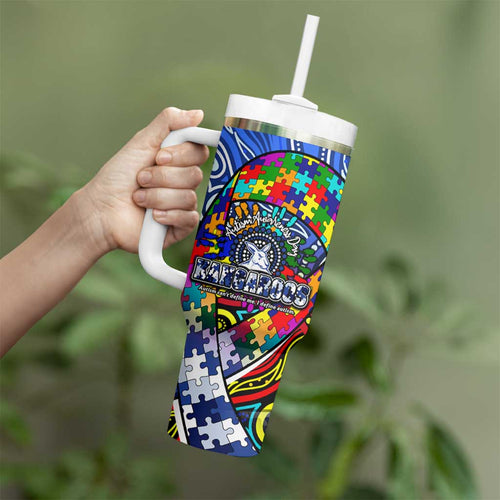 Autism Awareness Australia North Melbourne Kangaroos Tumbler With Handle Aboriginal Indigenous Art