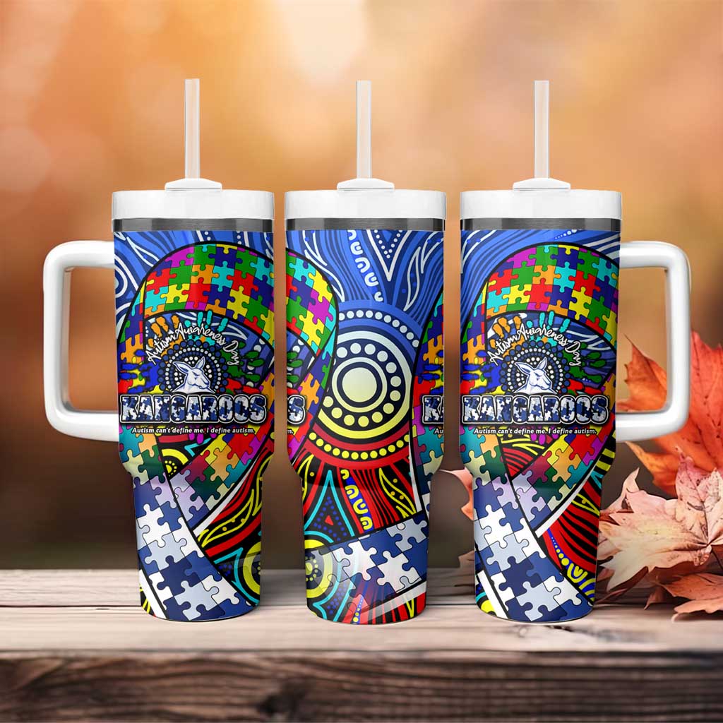 Autism Awareness Australia North Melbourne Kangaroos Tumbler With Handle Aboriginal Indigenous Art