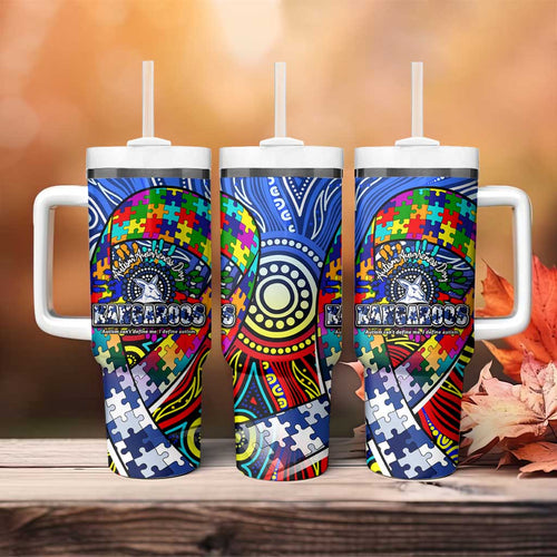 Autism Awareness Australia North Melbourne Kangaroos Tumbler With Handle Aboriginal Indigenous Art