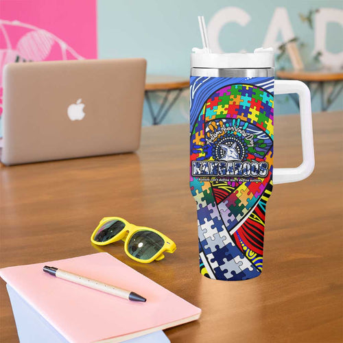 Autism Awareness Australia North Melbourne Kangaroos Tumbler With Handle Aboriginal Indigenous Art