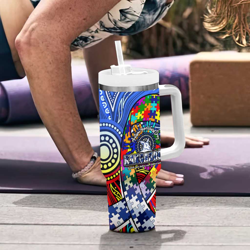 Autism Awareness Australia North Melbourne Kangaroos Tumbler With Handle Aboriginal Indigenous Art