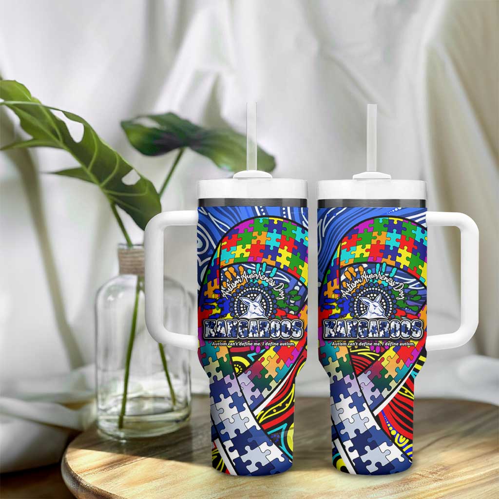 Autism Awareness Australia North Melbourne Kangaroos Tumbler With Handle Aboriginal Indigenous Art