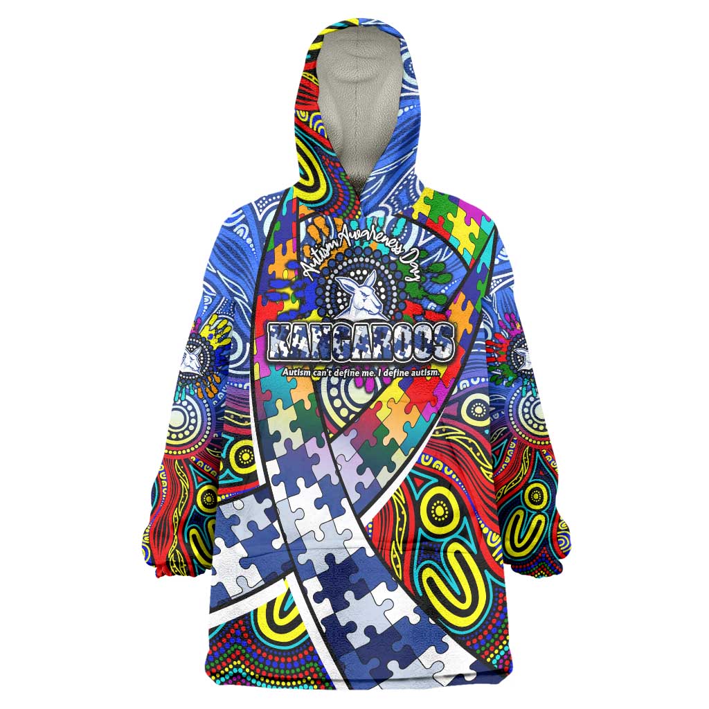 Autism Awareness Australia North Melbourne Kangaroos Wearable Blanket Hoodie Aboriginal Indigenous Art