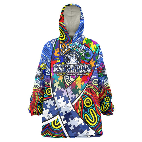 Autism Awareness Australia North Melbourne Kangaroos Wearable Blanket Hoodie Aboriginal Indigenous Art