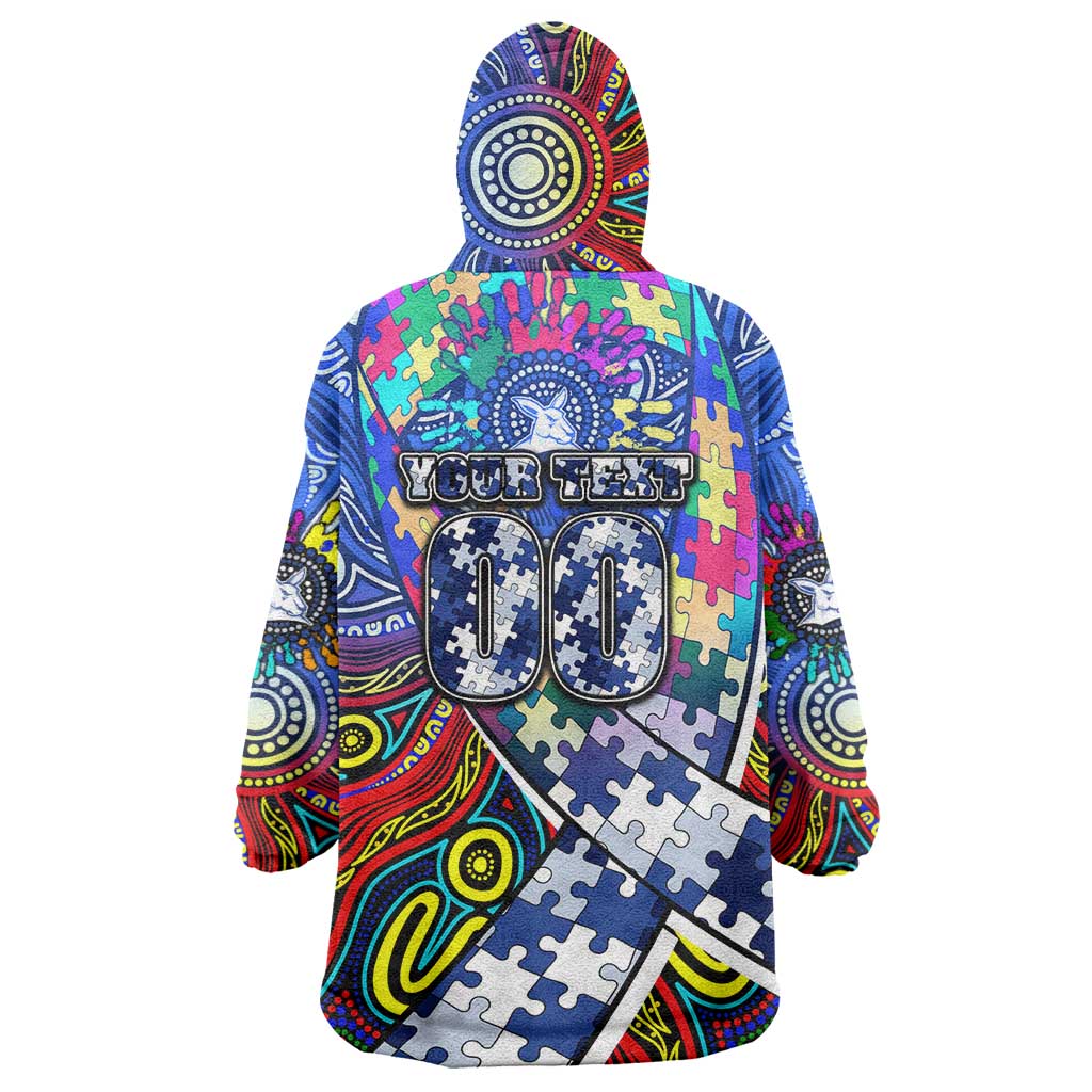 Autism Awareness Australia North Melbourne Kangaroos Wearable Blanket Hoodie Aboriginal Indigenous Art