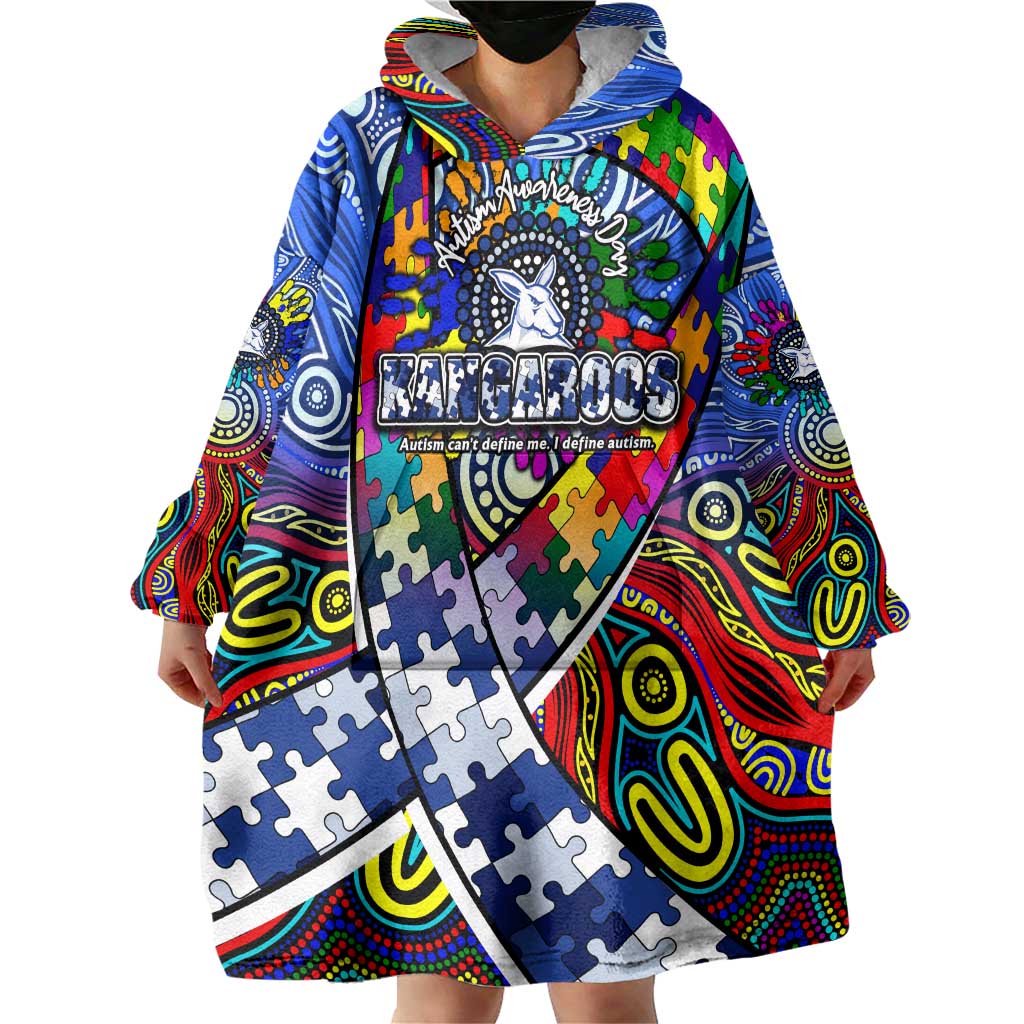 Autism Awareness Australia North Melbourne Kangaroos Wearable Blanket Hoodie Aboriginal Indigenous Art