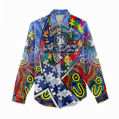 Autism Awareness Australia North Melbourne Kangaroos Women Casual Shirt Aboriginal Indigenous Art