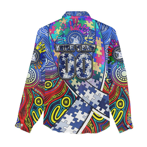 Autism Awareness Australia North Melbourne Kangaroos Women Casual Shirt Aboriginal Indigenous Art