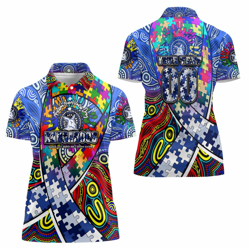 Autism Awareness Australia North Melbourne Kangaroos Women Polo Shirt Aboriginal Indigenous Art