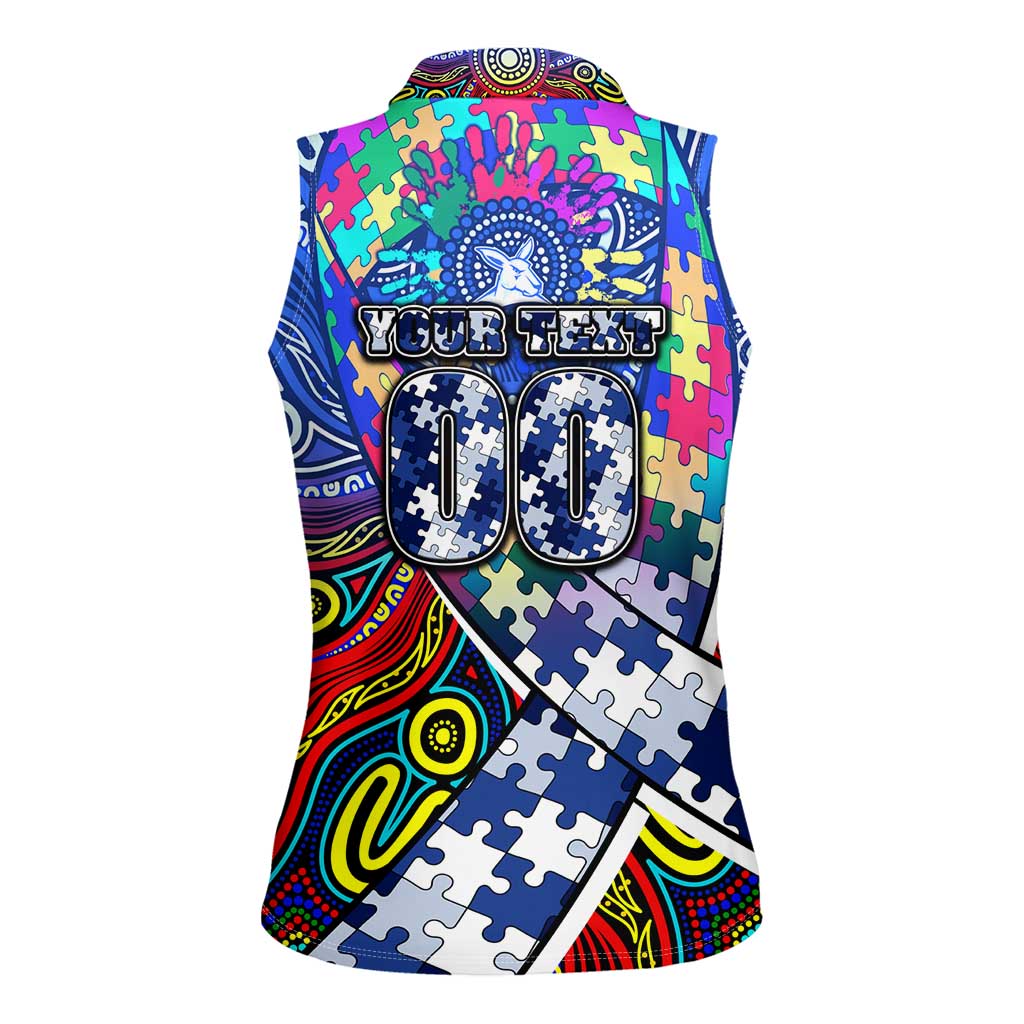 Autism Awareness Australia North Melbourne Kangaroos Women Sleeveless Polo Shirt Aboriginal Indigenous Art