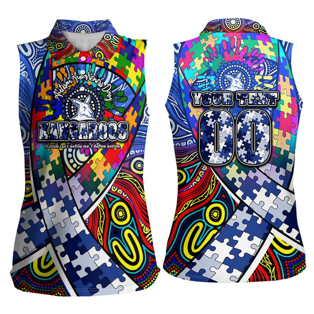 Autism Awareness Australia North Melbourne Kangaroos Women Sleeveless Polo Shirt Aboriginal Indigenous Art