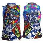 Autism Awareness Australia North Melbourne Kangaroos Women Sleeveless Polo Shirt Aboriginal Indigenous Art