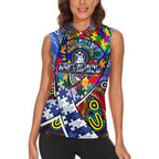 Autism Awareness Australia North Melbourne Kangaroos Women Sleeveless Polo Shirt Aboriginal Indigenous Art