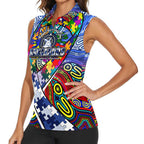 Autism Awareness Australia North Melbourne Kangaroos Women Sleeveless Polo Shirt Aboriginal Indigenous Art