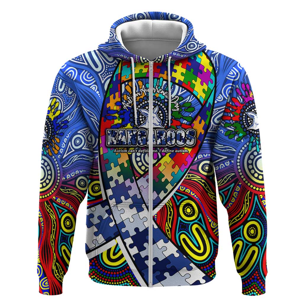 Autism Awareness Australia North Melbourne Kangaroos Zip Hoodie Aboriginal Indigenous Art