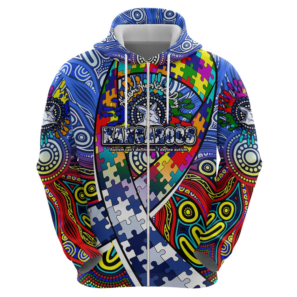 Autism Awareness Australia North Melbourne Kangaroos Zip Hoodie Aboriginal Indigenous Art