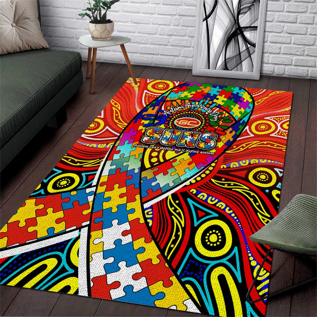 Autism Awareness Australia Gold Coast Suns Area Rug Aboriginal Indigenous Art