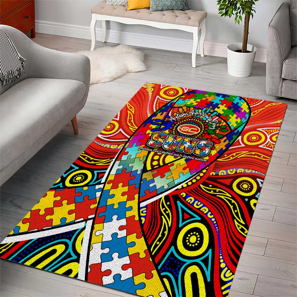Autism Awareness Australia Gold Coast Suns Area Rug Aboriginal Indigenous Art