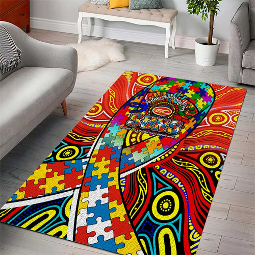 Autism Awareness Australia Gold Coast Suns Area Rug Aboriginal Indigenous Art