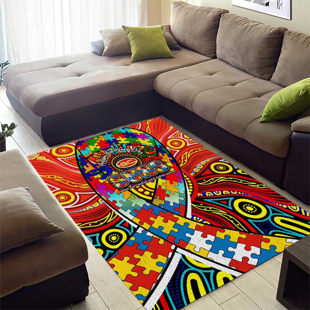 Autism Awareness Australia Gold Coast Suns Area Rug Aboriginal Indigenous Art