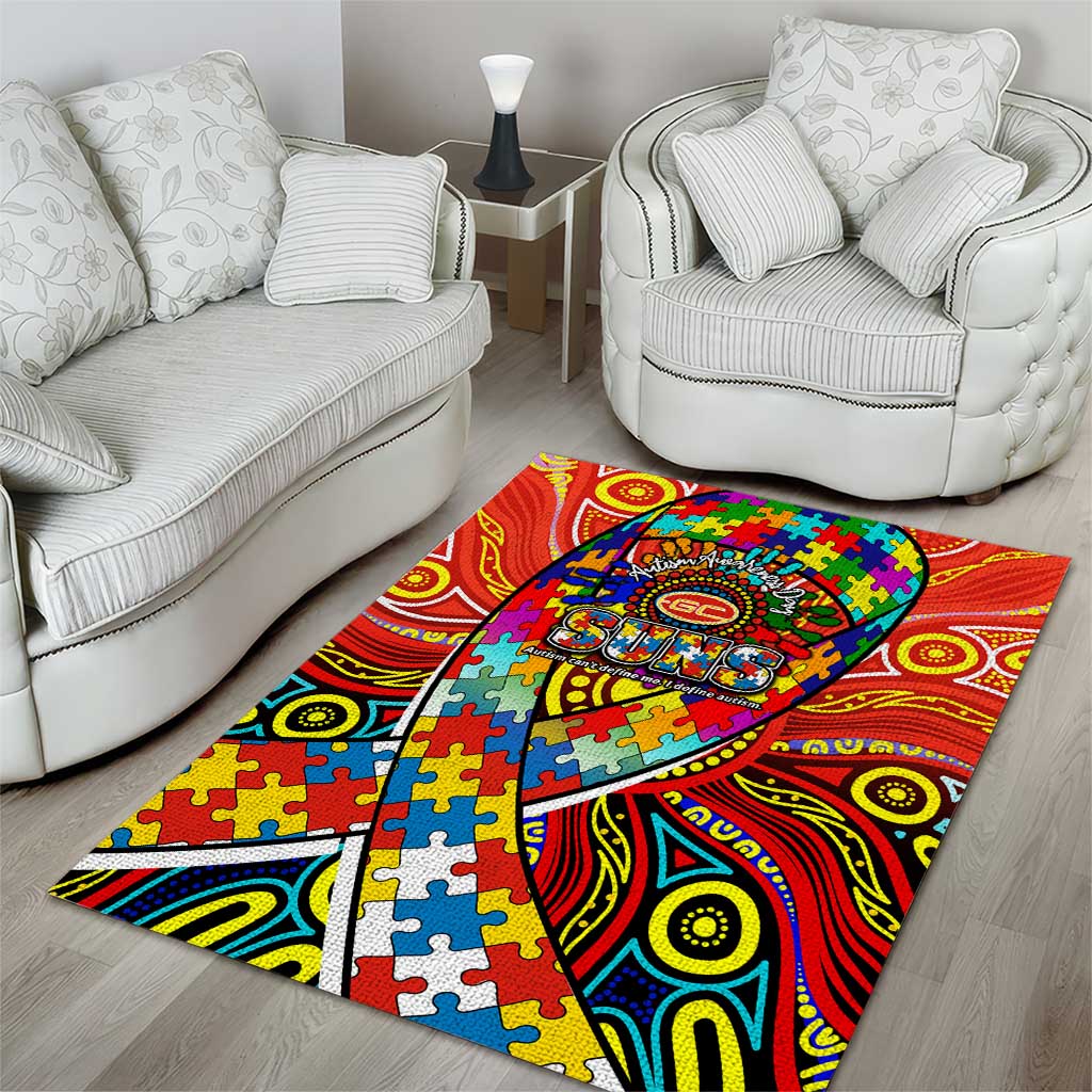 Autism Awareness Australia Gold Coast Suns Area Rug Aboriginal Indigenous Art