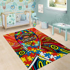 Autism Awareness Australia Gold Coast Suns Area Rug Aboriginal Indigenous Art
