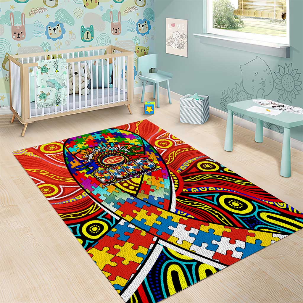 Autism Awareness Australia Gold Coast Suns Area Rug Aboriginal Indigenous Art