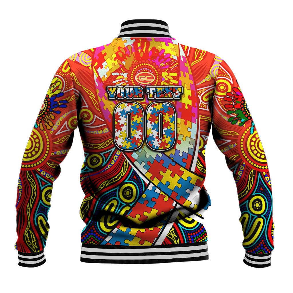Autism Awareness Australia Gold Coast Suns Baseball Jacket Aboriginal Indigenous Art