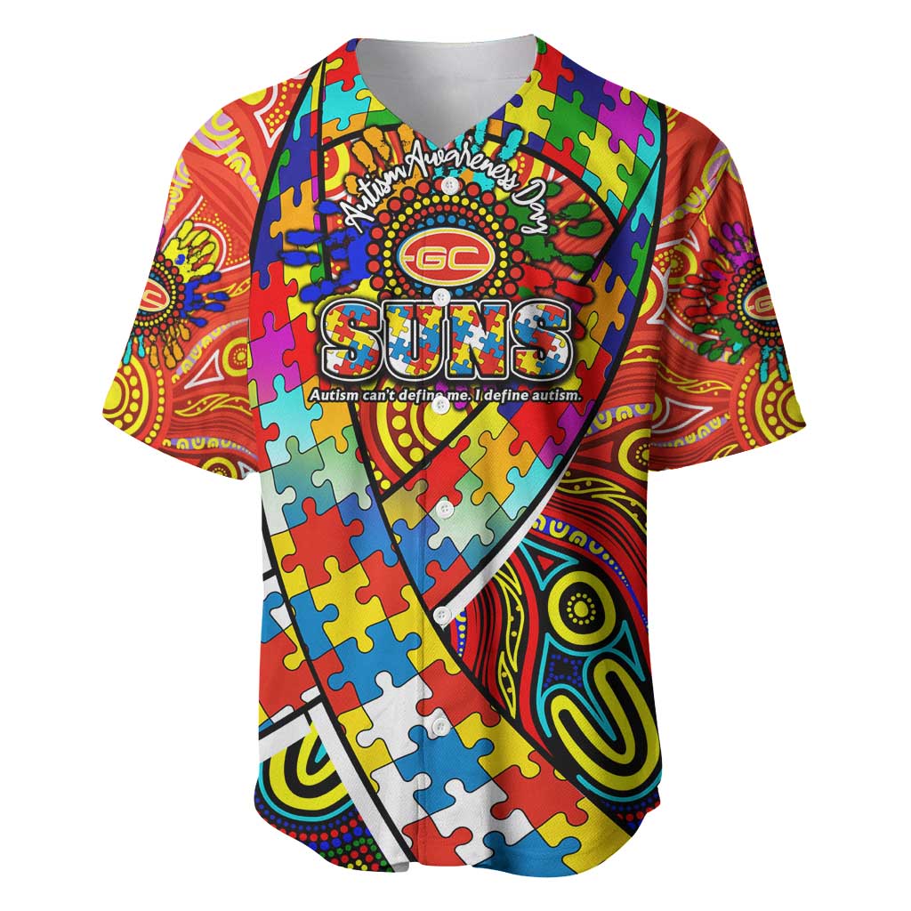 Autism Awareness Australia Gold Coast Suns Baseball Jersey Aboriginal Indigenous Art