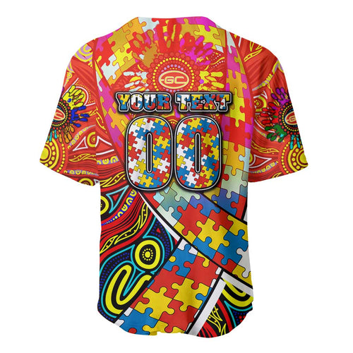 Autism Awareness Australia Gold Coast Suns Baseball Jersey Aboriginal Indigenous Art