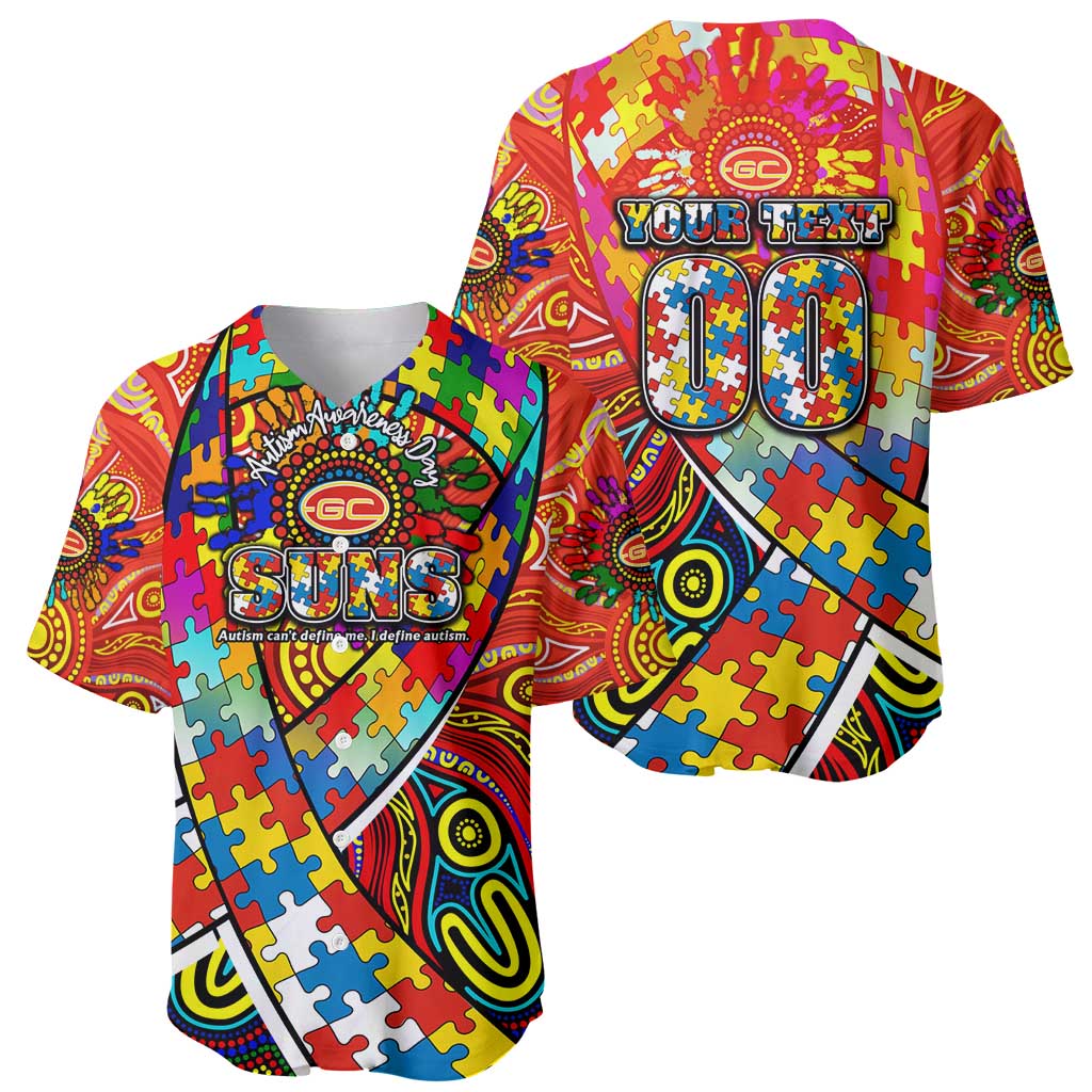 Autism Awareness Australia Gold Coast Suns Baseball Jersey Aboriginal Indigenous Art