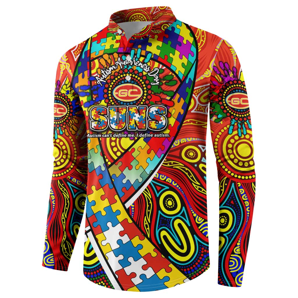 Autism Awareness Australia Gold Coast Suns Button Sweatshirt Aboriginal Indigenous Art