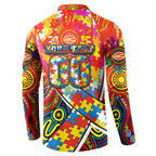Autism Awareness Australia Gold Coast Suns Button Sweatshirt Aboriginal Indigenous Art
