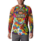 Autism Awareness Australia Gold Coast Suns Button Sweatshirt Aboriginal Indigenous Art