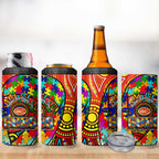 Autism Awareness Australia Gold Coast Suns 4 in 1 Can Cooler Tumbler Aboriginal Indigenous Art