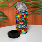 Autism Awareness Australia Gold Coast Suns 4 in 1 Can Cooler Tumbler Aboriginal Indigenous Art