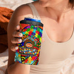 Autism Awareness Australia Gold Coast Suns 4 in 1 Can Cooler Tumbler Aboriginal Indigenous Art