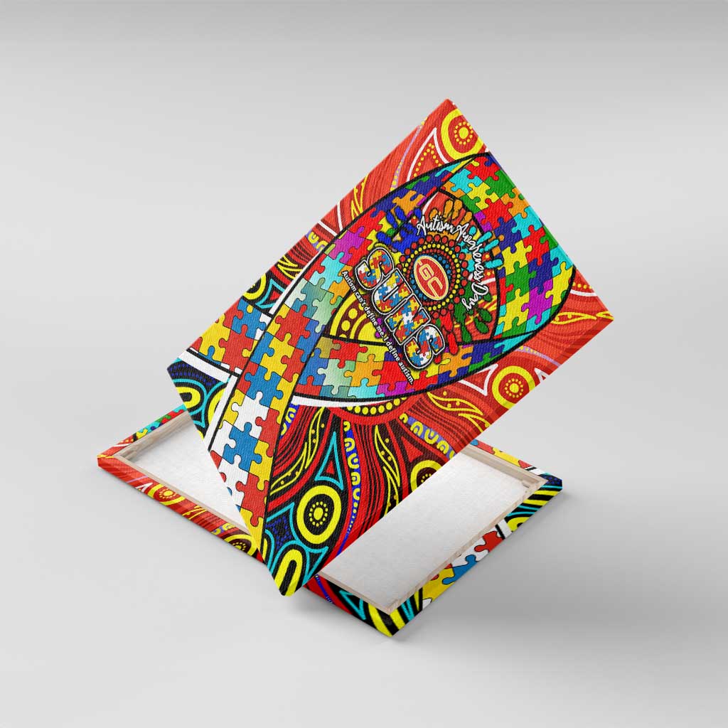 Autism Awareness Australia Gold Coast Suns Canvas Wall Art Aboriginal Indigenous Art
