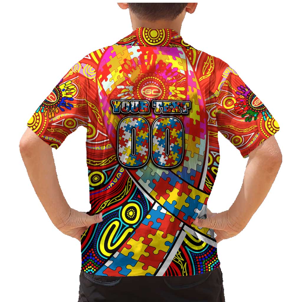 Autism Awareness Australia Gold Coast Suns Family Matching Mermaid Dress and Hawaiian Shirt Aboriginal Indigenous Art
