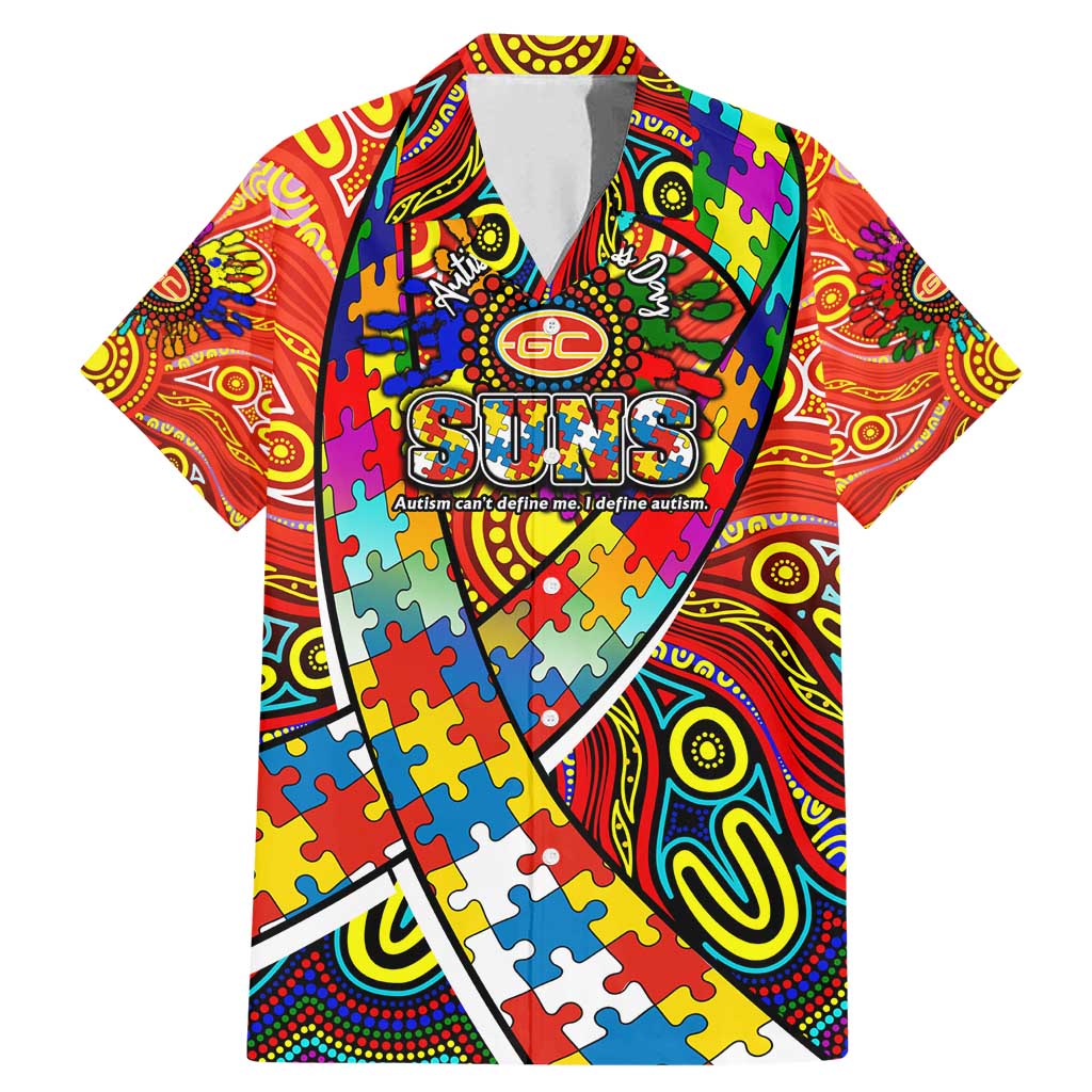 Autism Awareness Australia Gold Coast Suns Family Matching Mermaid Dress and Hawaiian Shirt Aboriginal Indigenous Art