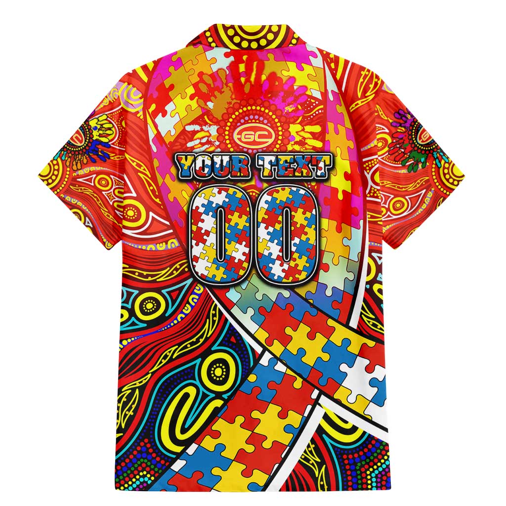 Autism Awareness Australia Gold Coast Suns Family Matching Mermaid Dress and Hawaiian Shirt Aboriginal Indigenous Art